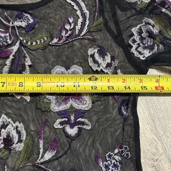 I.N.C. Embroidered Sheer Bell Sleeve Top Petite Floral Blouse‎ - Picture 5 of 6